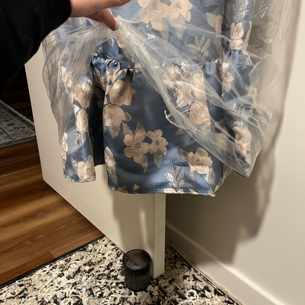 V. Chapman Blue Floral Maxi Dress with White Flowers - Picture 11 of 16